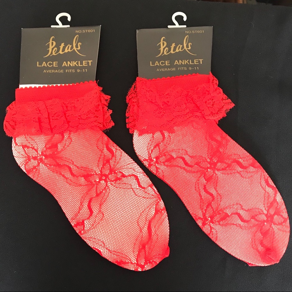 Petals DEADSTOCK Lace Anklet Socks Lot of 2